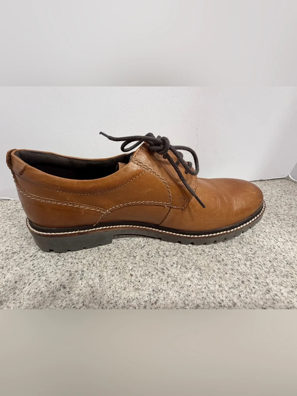 ROCKPORT Marshall Plain Toe Leather Oxford Shoe - Men’s Size 7.5 W - Cognac EUC